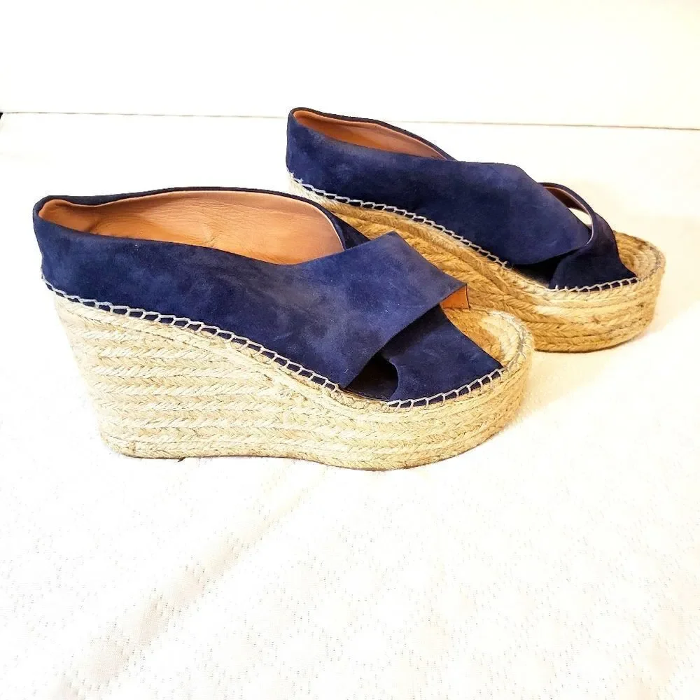 Sigerson Morrison Navy Wedges Sandals  Size 8